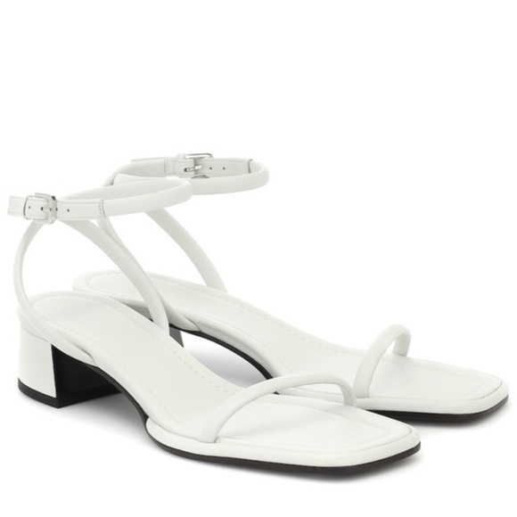 The Row Shoes - THE ROW Kate Square Toe White Block Heel Sandal Women's Size 36/6